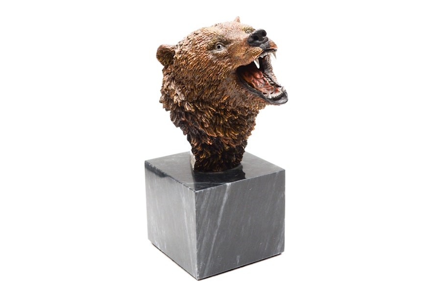 Kitty Cantrell Limited Edition Mixed Media Grizz;ly Sculpture "Silvertip"