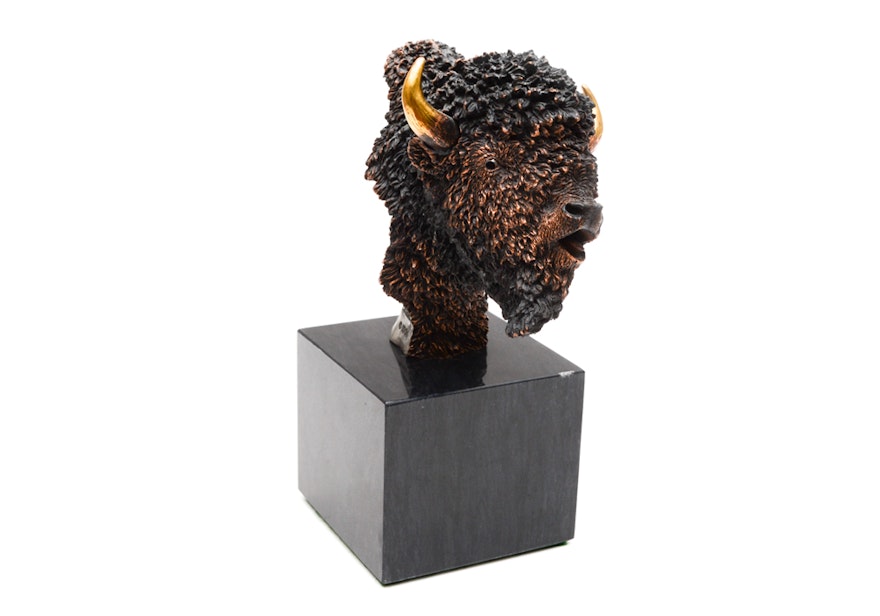 Kitty Cantrell Limited Edition Mixed Media Buffalo Sculpture "Plains Monarch"