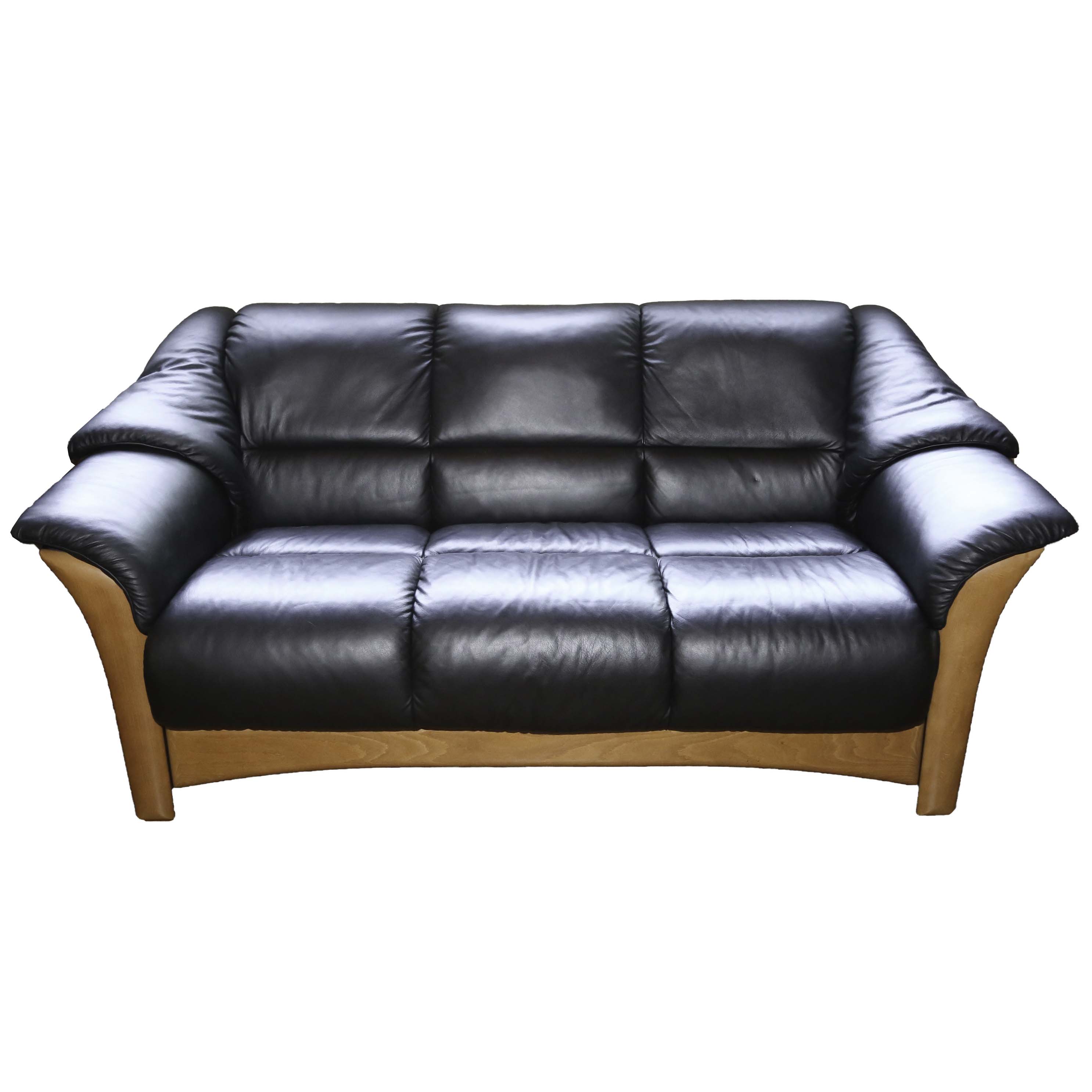 Ekornes Black Leather Loveseat