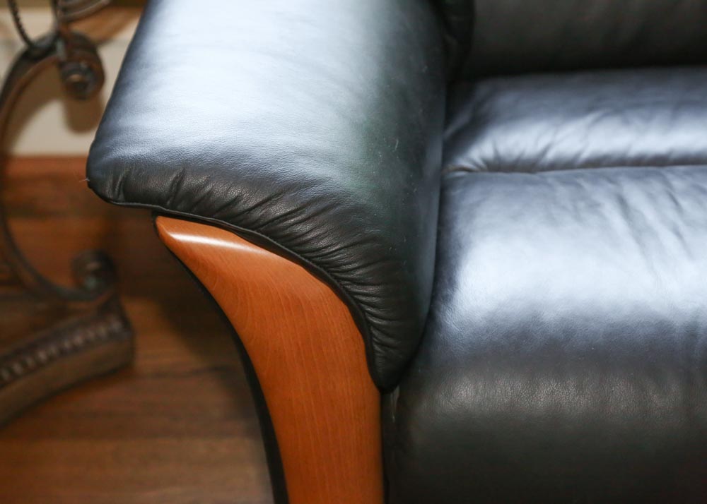 Ekornes Black Leather Loveseat