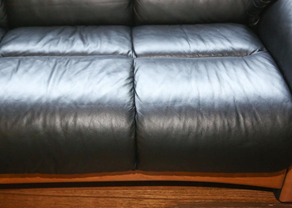 Ekornes Black Leather Loveseat