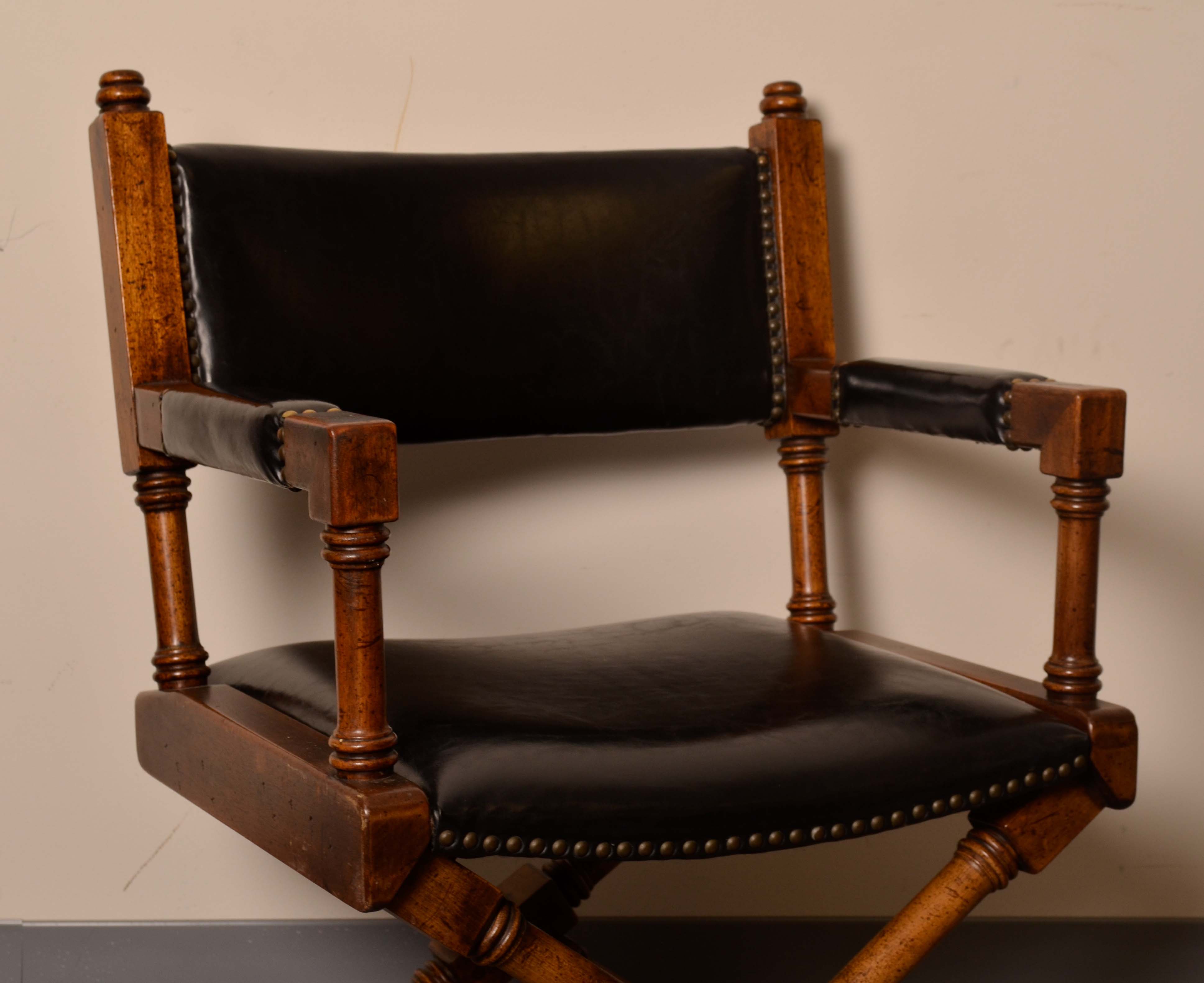 Pair of Vintage Campaign Style Captain Chairs