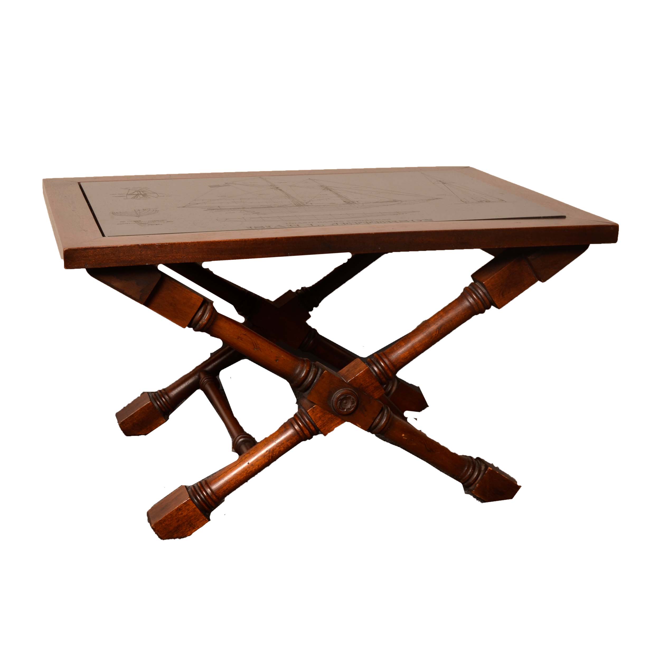 Vintage Campaign Style "Grand Banks Fisherman Isiah L. Jefferson" Slate Top Table