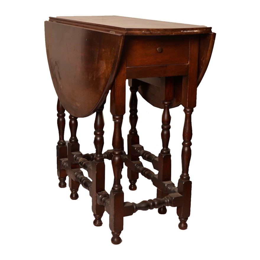 William and Mary Style Walnut Gate-Leg Table