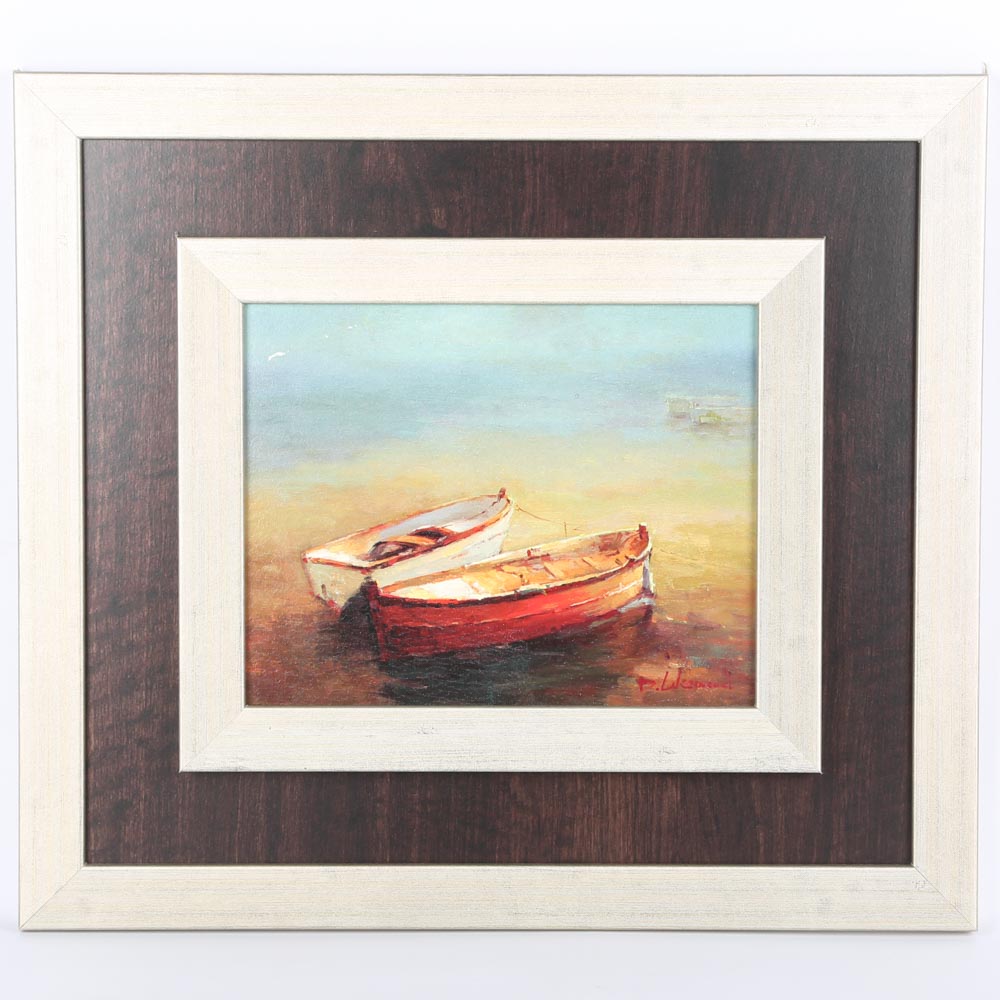 After David Lakewood Embellished Offset Lithograph "Low Tide"