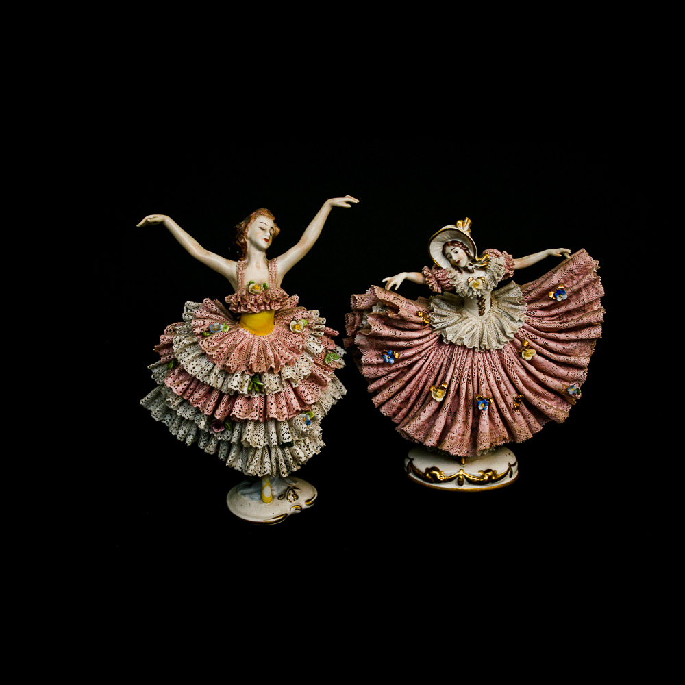 German Lady Lace Porcelain Figurines