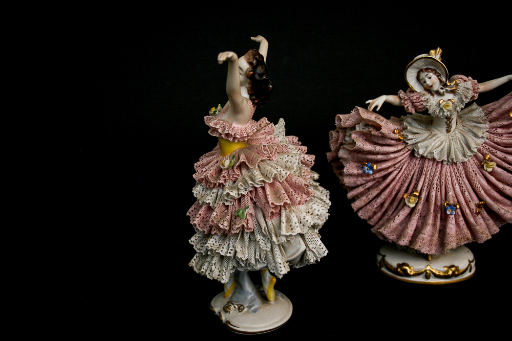 German Lady Lace Porcelain Figurines
