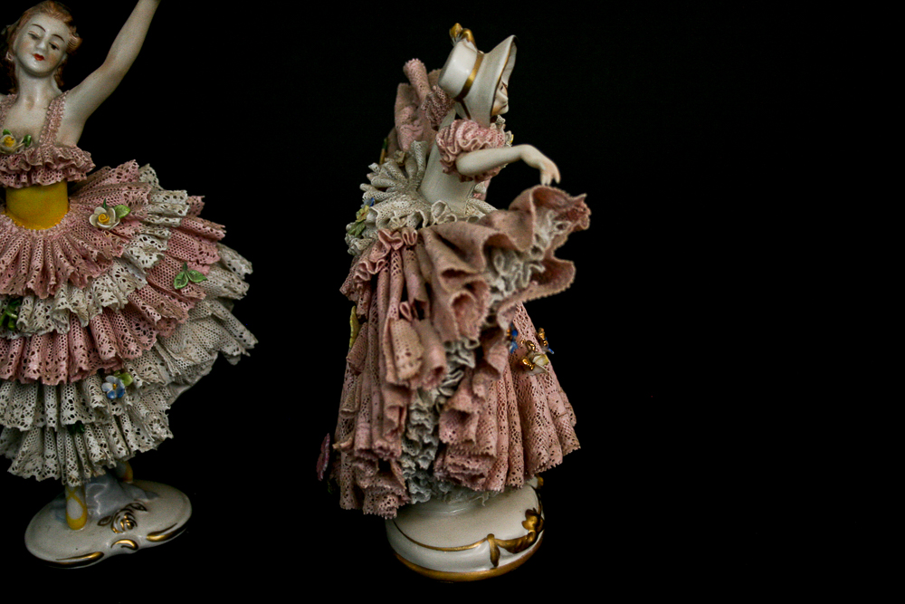 German Lady Lace Porcelain Figurines