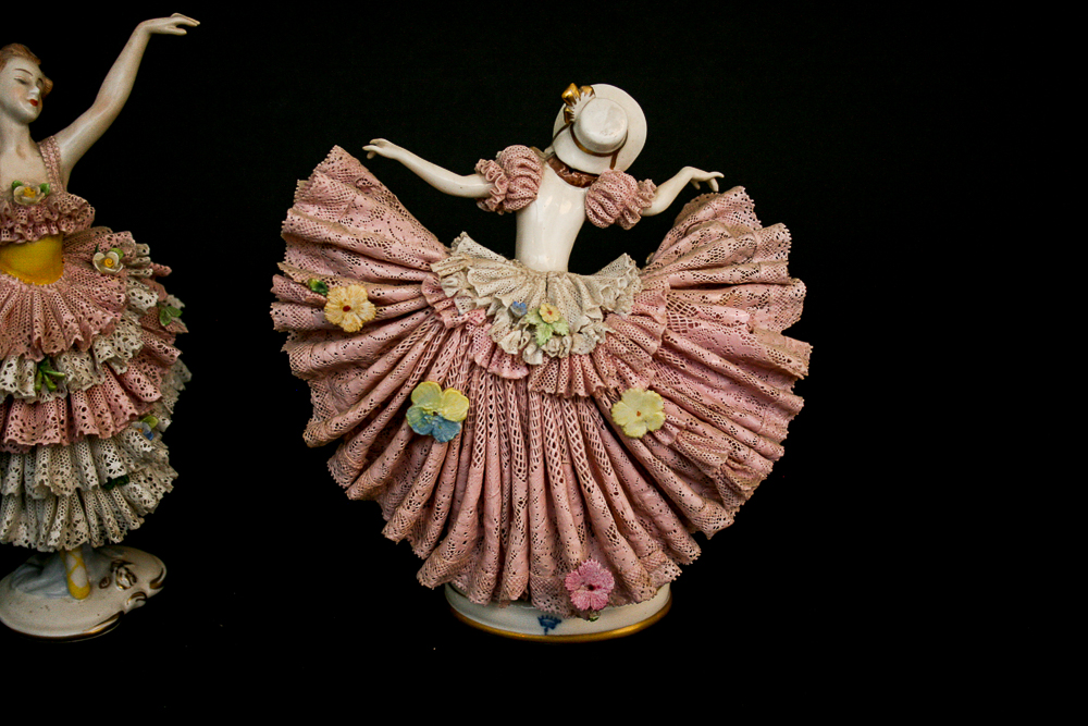 German Lady Lace Porcelain Figurines