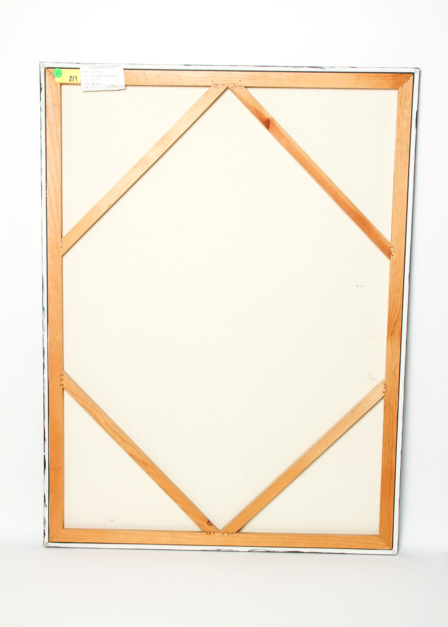 Francois Eril Acrylic Painting on Canvas "Bouquet Turquoise"