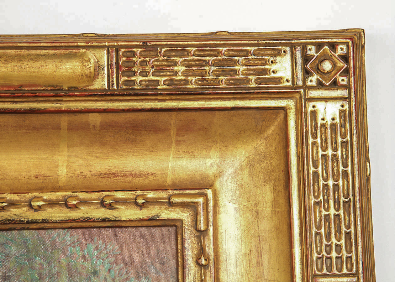 Julius Moessel Oil Painting on Canvas "In the Artist's Garden"