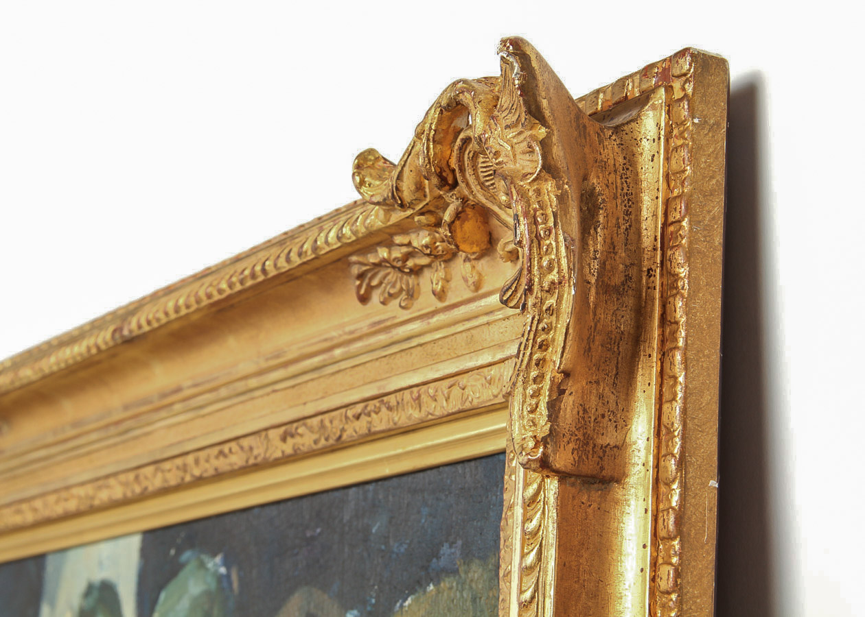 Mogens Christian Vantore Oil Painting on Canvas "Still Life of Tulips with an Orange"