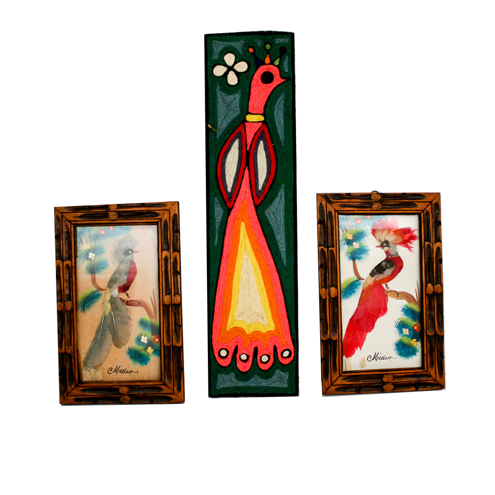Vintage Mexican Feathercraft and Yarn Wall Art
