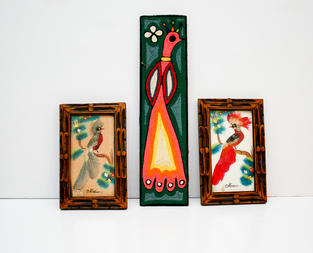 Vintage Mexican Feathercraft and Yarn Wall Art