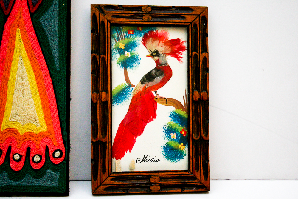 Vintage Mexican Feathercraft and Yarn Wall Art