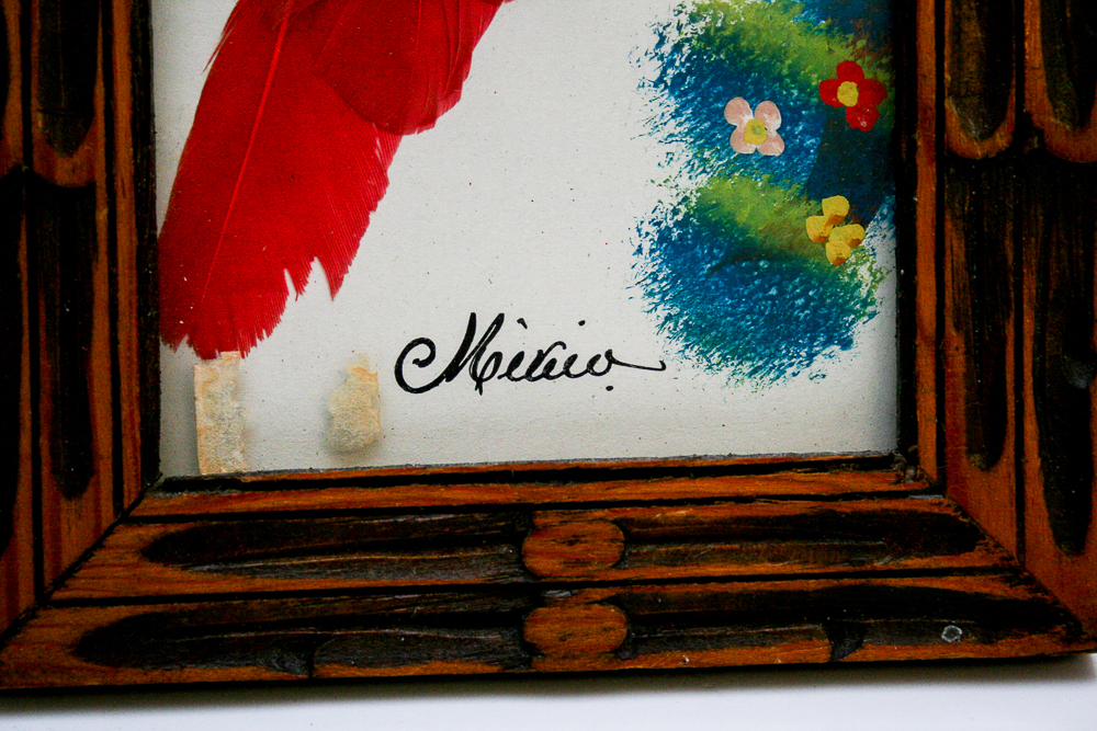 Vintage Mexican Feathercraft and Yarn Wall Art