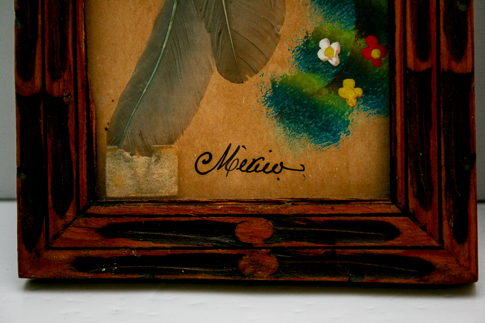 Vintage Mexican Feathercraft and Yarn Wall Art