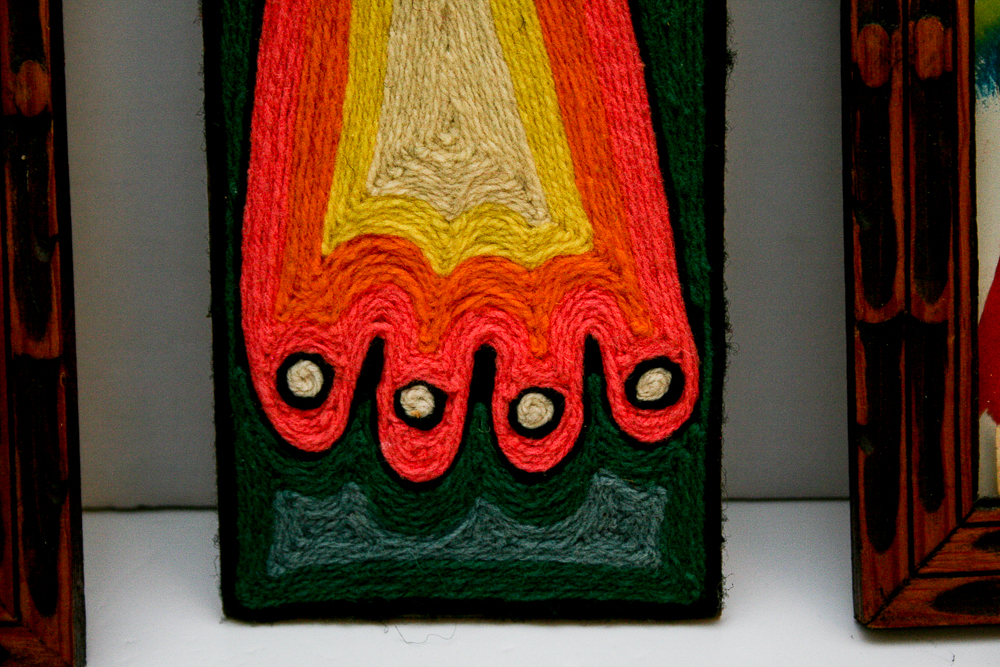 Vintage Mexican Feathercraft and Yarn Wall Art