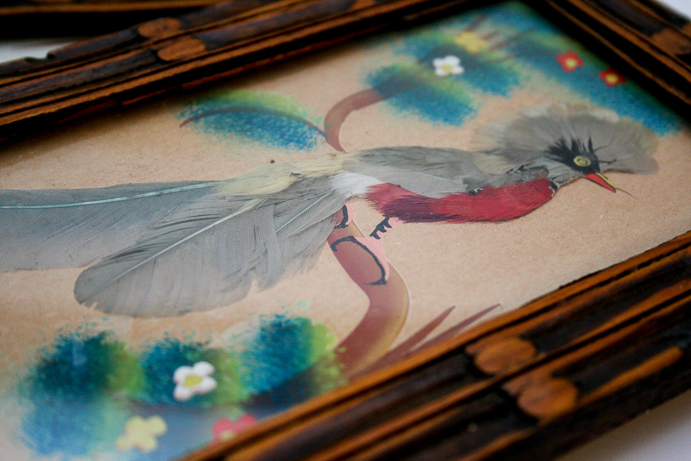 Vintage Mexican Feathercraft and Yarn Wall Art