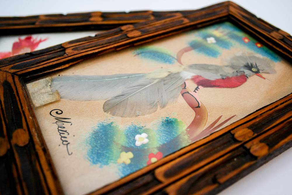 Vintage Mexican Feathercraft and Yarn Wall Art