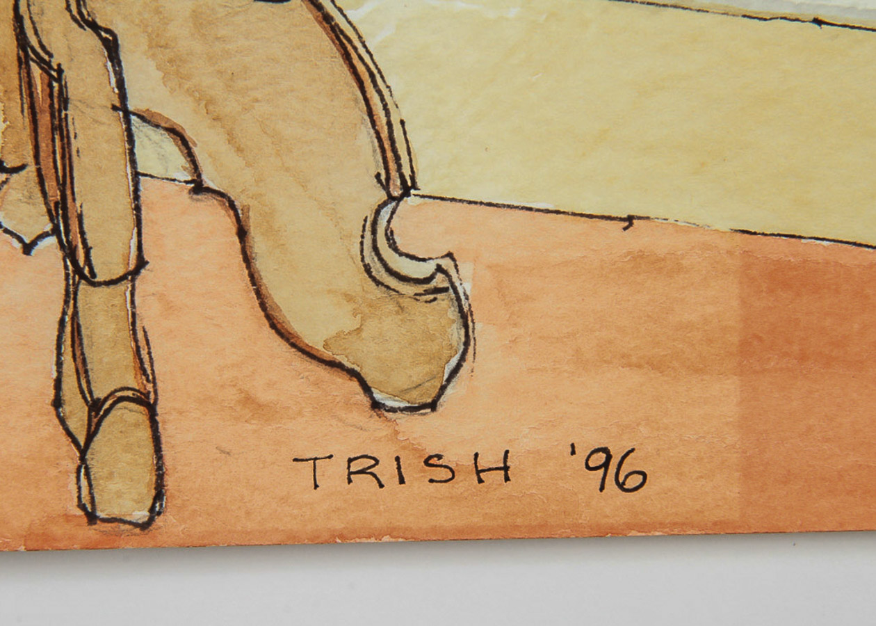 Signed Watercolor Painting on Paper "Red and White Carnations"