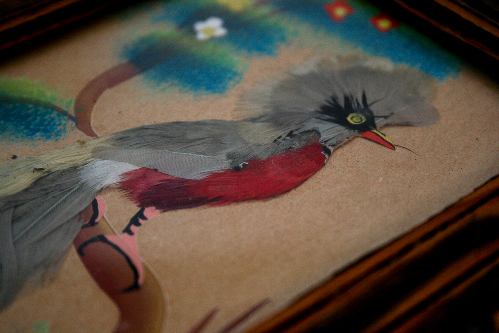 Vintage Mexican Feathercraft and Yarn Wall Art