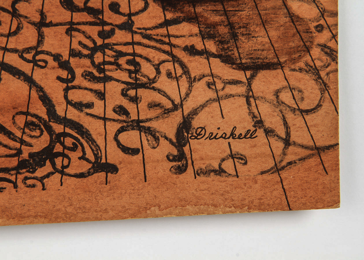 J. S. Driskoll Hand Colored Woodcut Print on Paper