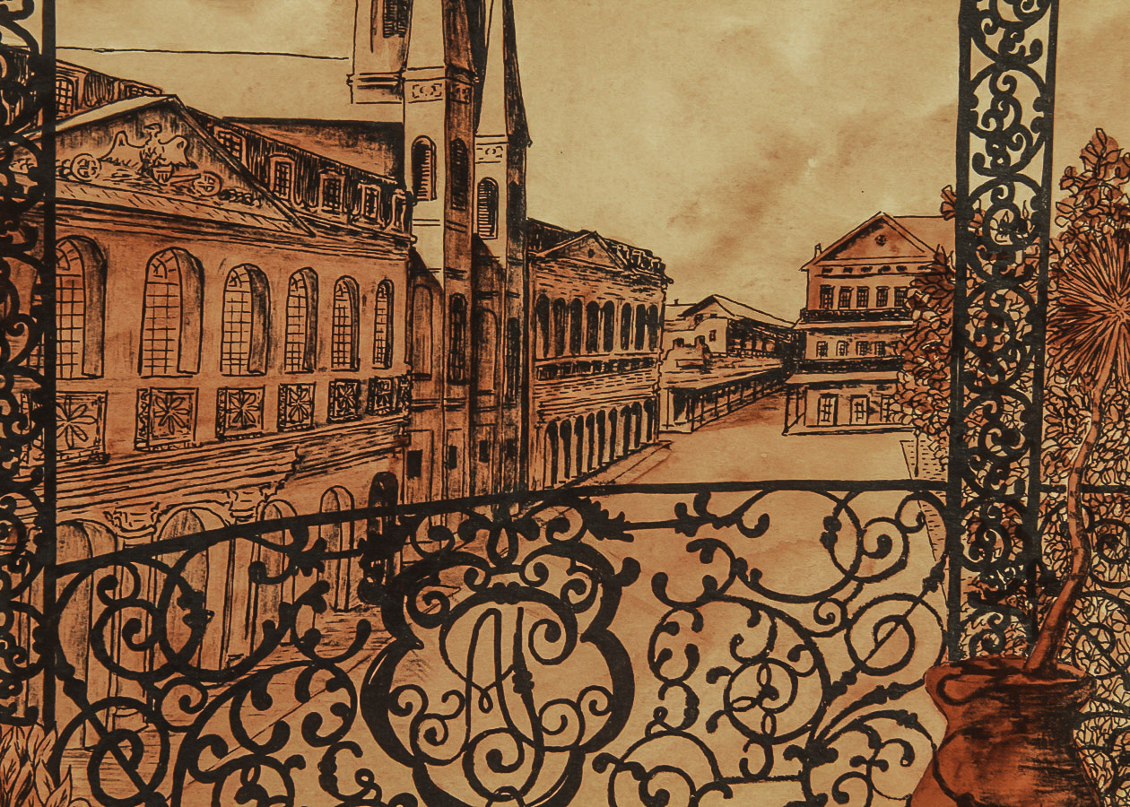 J. S. Driskoll Hand Colored Woodcut Print on Paper