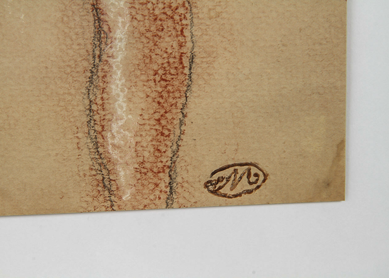 Oil Pastel and Graphite Drawing on Paper "Nude Figure"