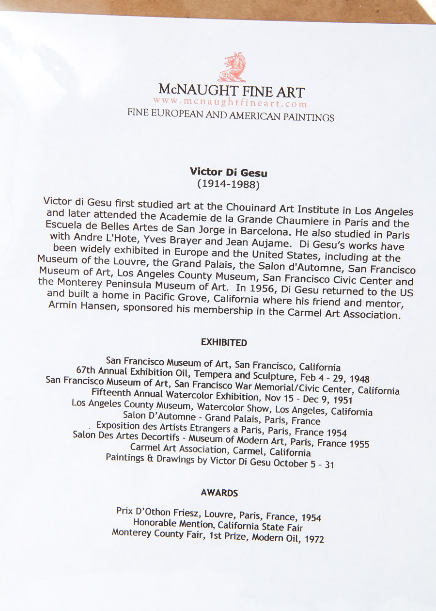 Victor Di Gesu Acrylic Painting on Paper "Reclining Woman"