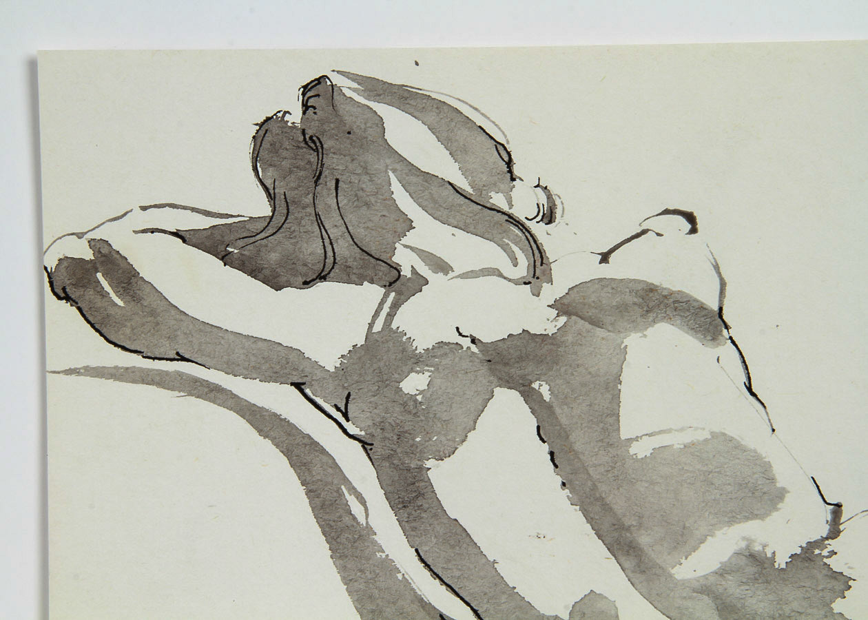 Nat Fast Ink Wash on Paper "Reclining Nude"