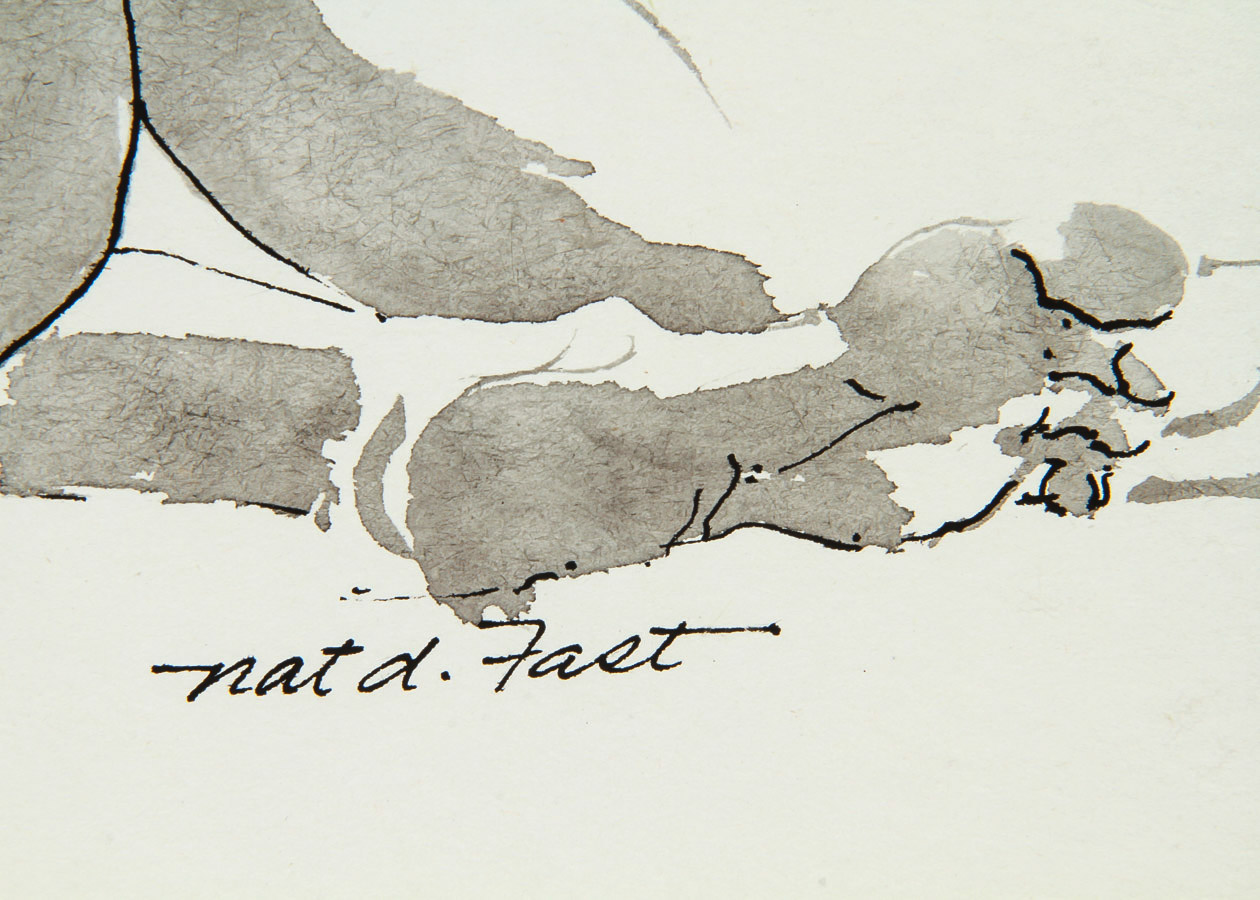 Nat Fast Ink Wash on Paper "Reclining Nude"