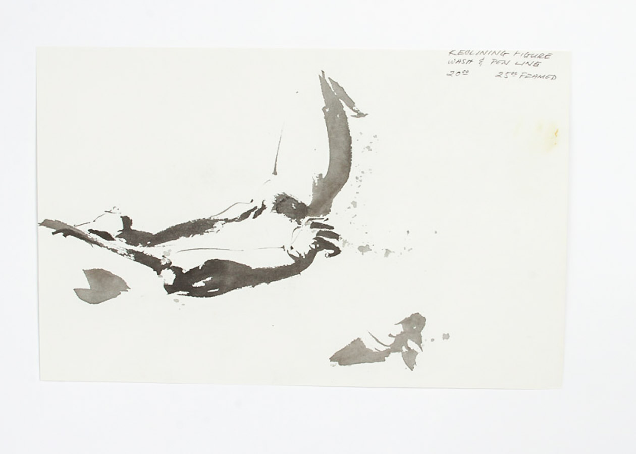 Nat Fast Ink Wash on Paper "Reclining Nude"