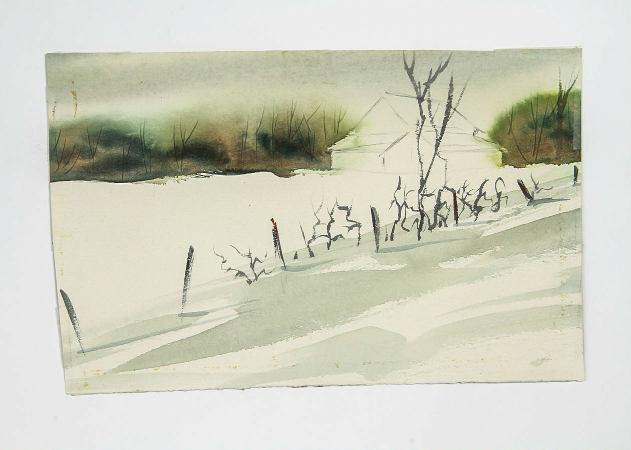 H. Blessing Ink Wash on Paper "Oregon Coast"