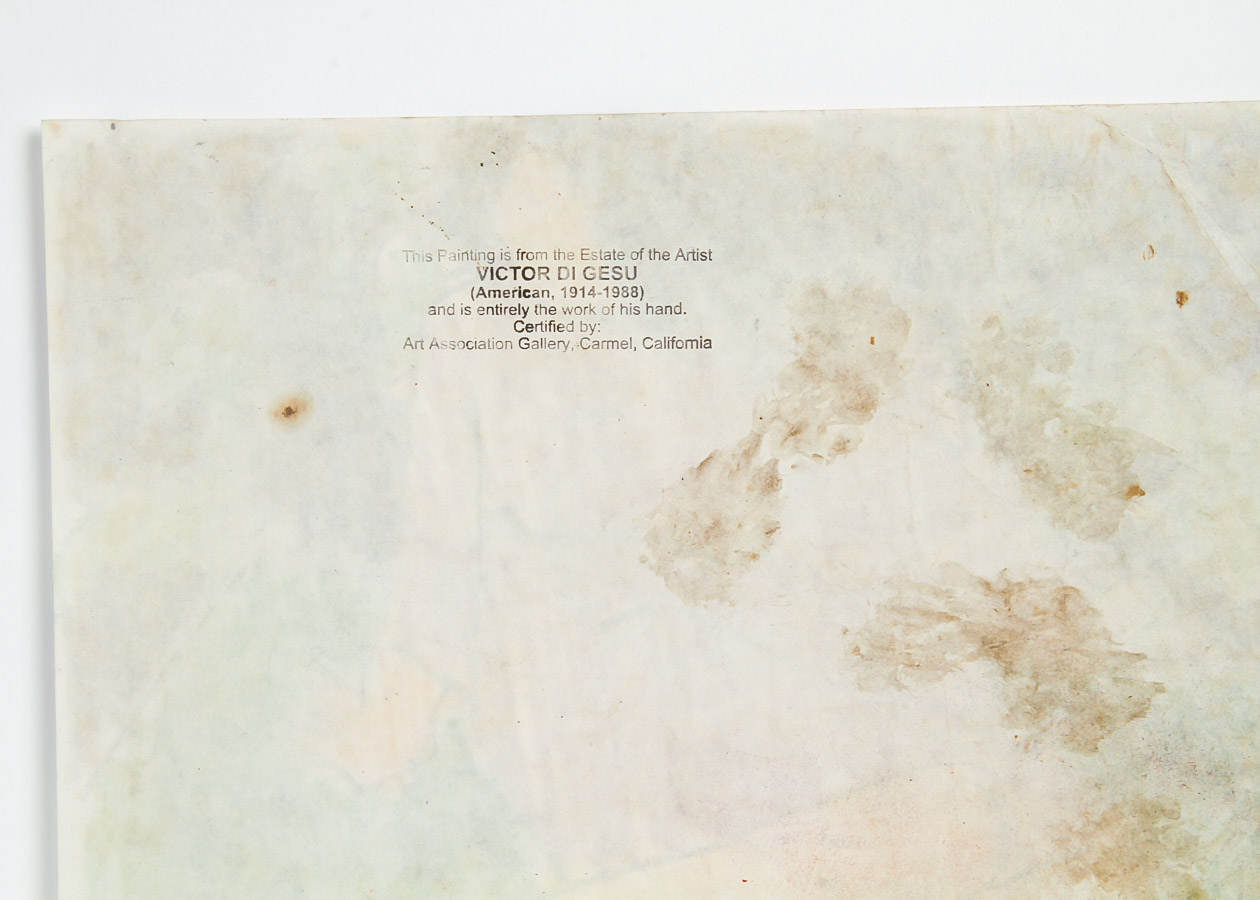 Victor Di Gesu Crayon Drawing on Paper "Woman Seated in Purple Dress"