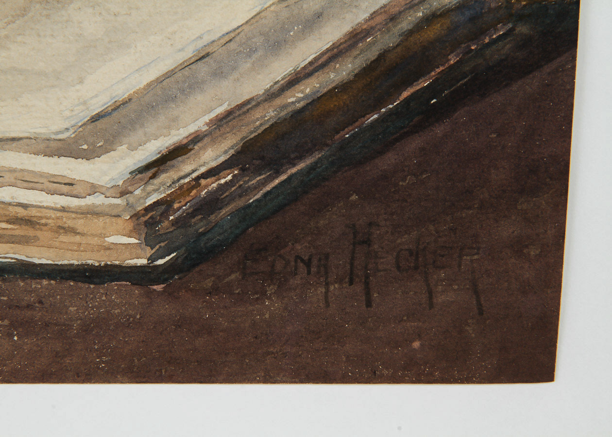 Edna Hecker Watercolor Painting on Paper "Still Life with Satsuma Vase"