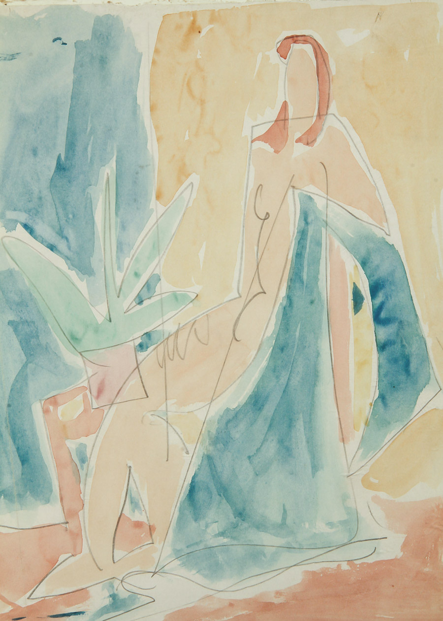 Victor Di Gesu Mixed Media on Paper "Seated Nude"