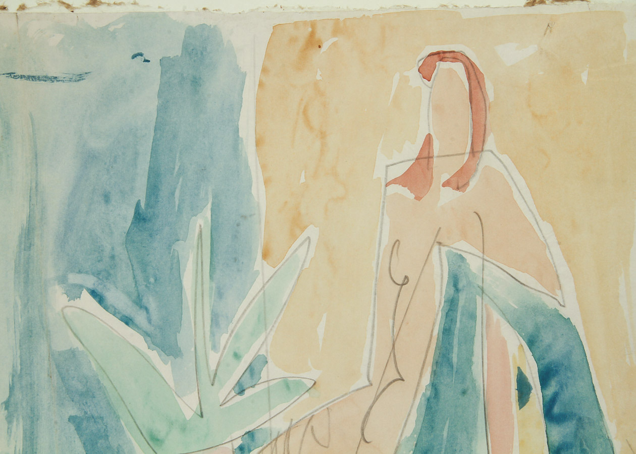 Victor Di Gesu Mixed Media on Paper "Seated Nude"