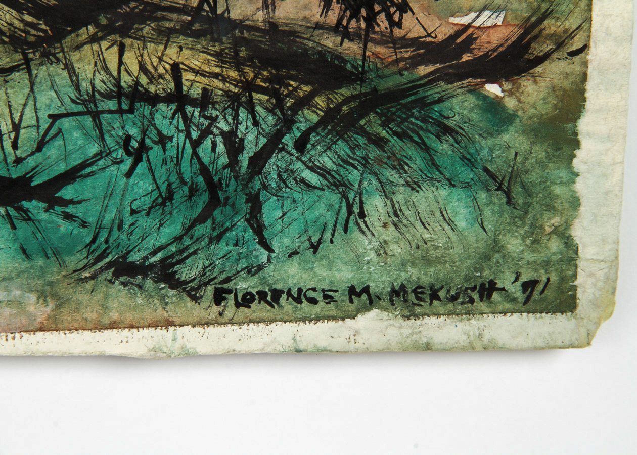 Florence Mekush Watercolor and Gouache Painting on Paper "Sunlit Landscape"