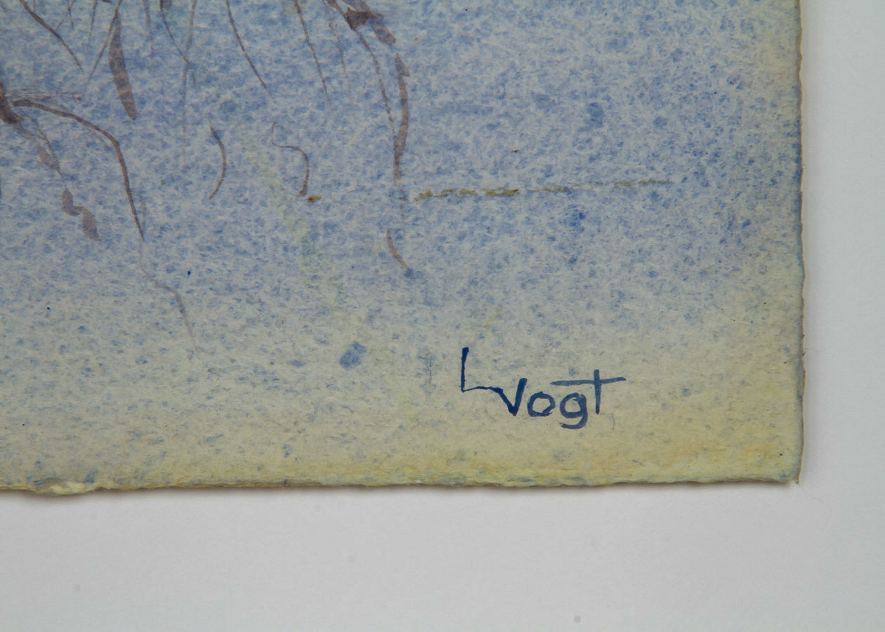 Lucien Vogt Watercolor on Arches Paper "Steam Tractor Reflections"