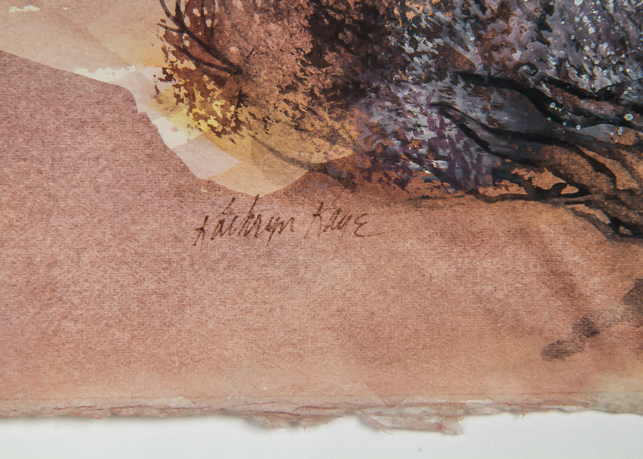 Kathryn Kaye Watercolor and Gouache Painting on Arches Paper "Desert Sunset"