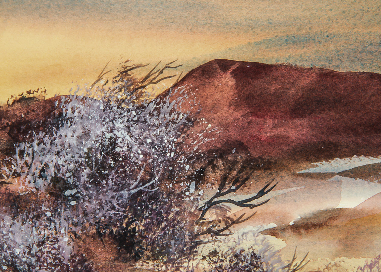 Kathryn Kaye Watercolor and Gouache Painting on Arches Paper "Desert Sunset"