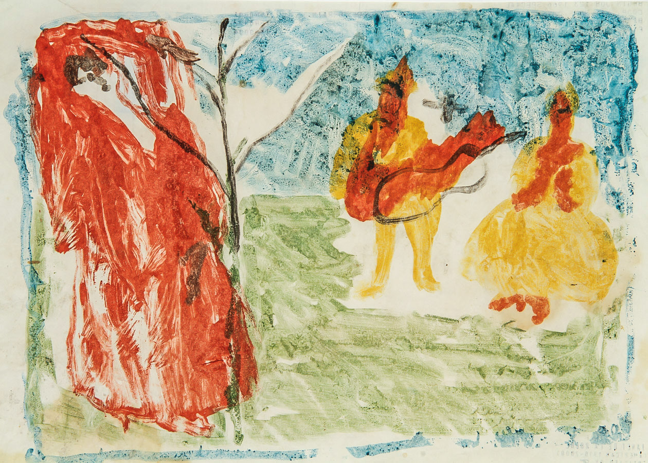 Janet Ament de la Roche Monotype on Paper "Opera in the Park"