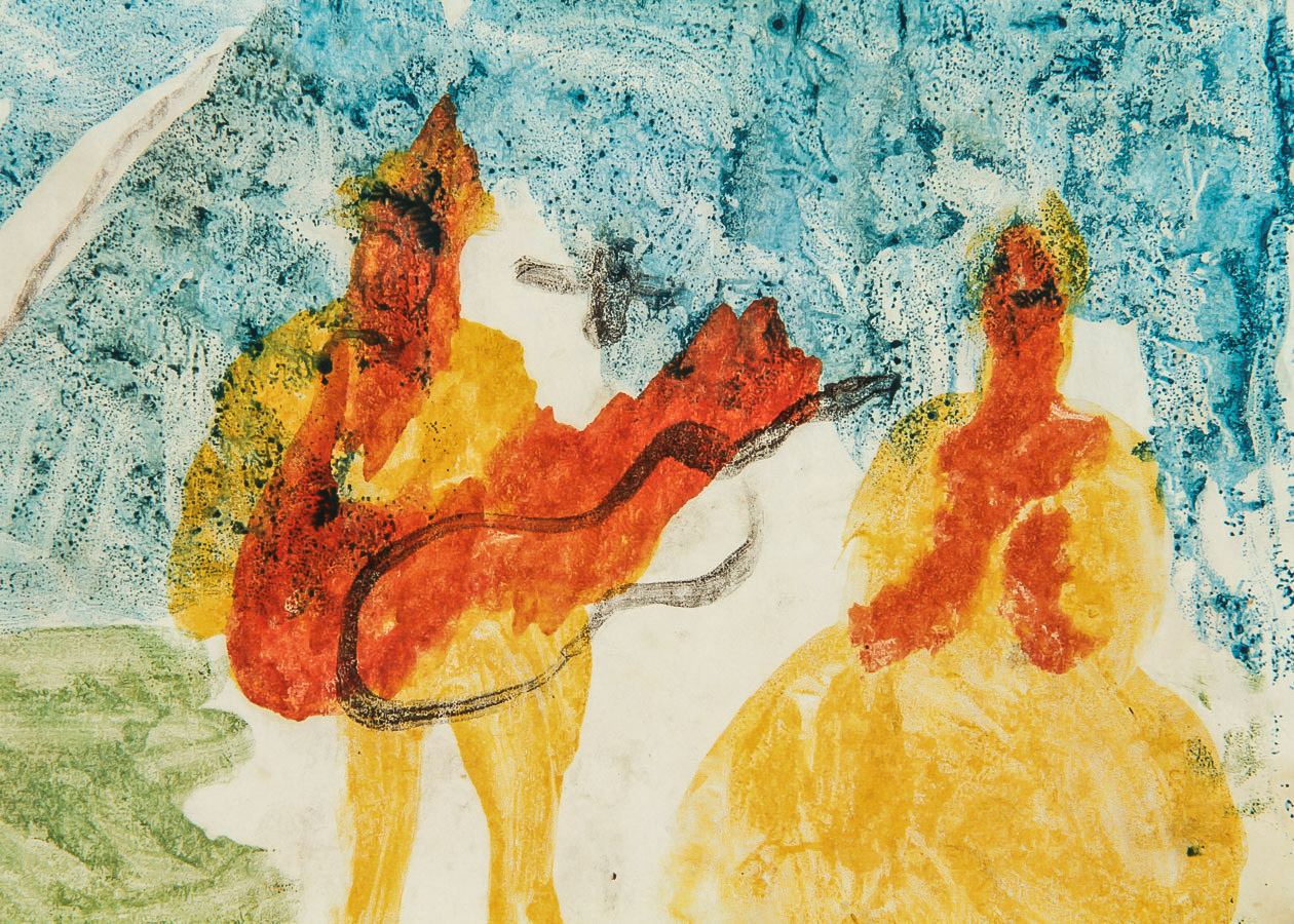 Janet Ament de la Roche Monotype on Paper "Opera in the Park"