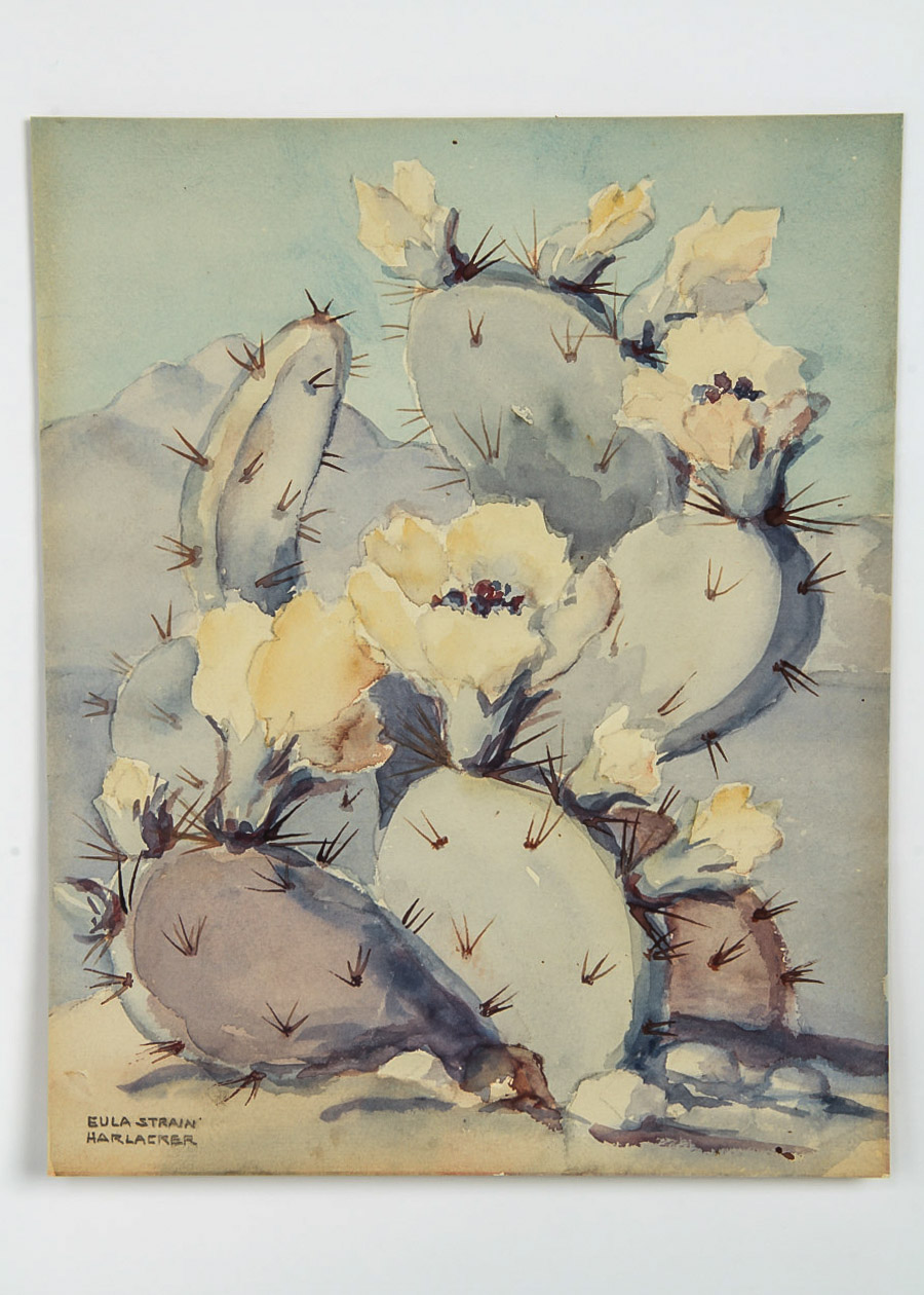 Eula Strain Harlacker Watercolor Painting on Paper "Study of Cactus"