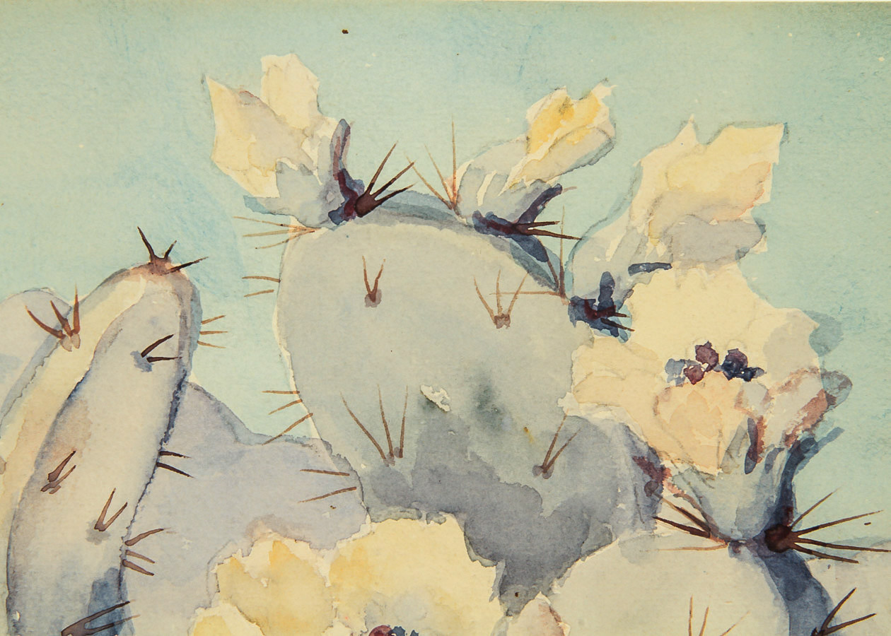 Eula Strain Harlacker Watercolor Painting on Paper "Study of Cactus"