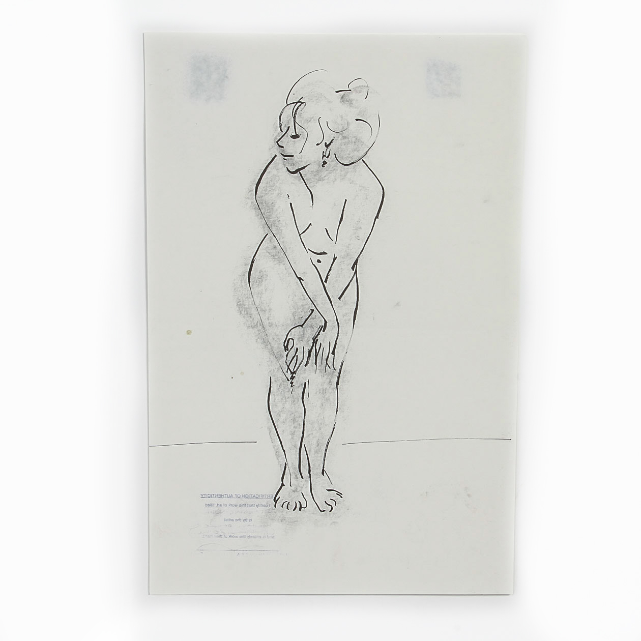 Ink Drawing on Paper "Standing Nude" Attributed to Michael Decker