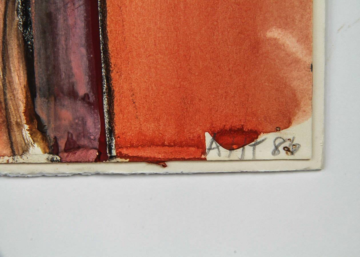 A.H.T.  Watercolor and Acrylic Painting on Paper "Woman Standing"