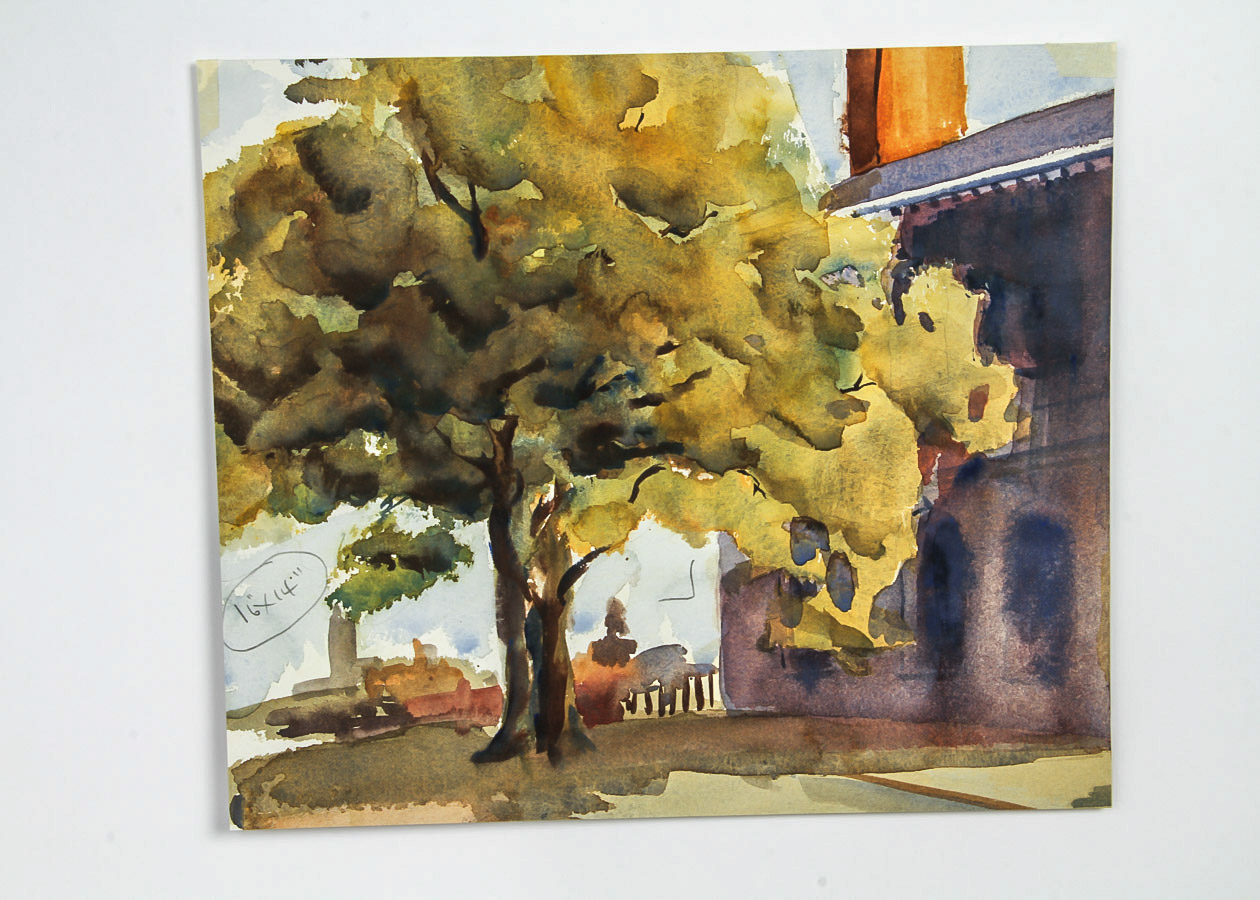 George Treadaway Watercolor Painting on Paper "Valley Mist"