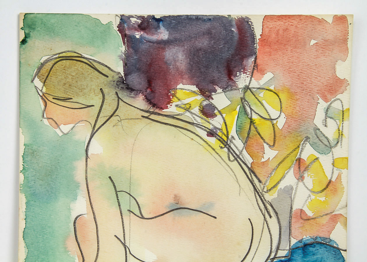 Victor Di Gesu Watercolor and Graphite on Paper "Kneeling Nude"